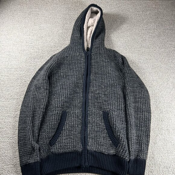 Buffalo David Bitton Sherpa Lined Hooded Knit Jacket Clue Men's Size Medium - Picture 1 of 8